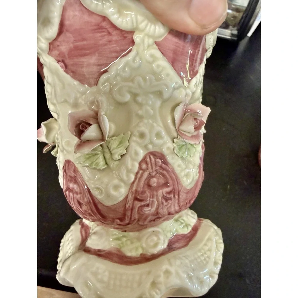 Vintage Capodimonte Style Porcelain Tea Set Teapot Creamer Sugar Roses